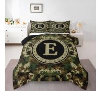 Homemissing Camo Set Piumini 135x200cm personalizzato iniziale E Piumino 4 Stagioni monogrammato Letto Trapuntato camuflaggio camera decorazione stile militare traspirante morbido leggero