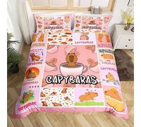 Homemissing Capybara Bedding Set Kinder Per Capybara Liebhaber Per Mädchen Kinder Cartoon Tierliebhaber Copripiumini 230x220cm Plaid Grid Rosa Bettbezug Zimmer Dekor Jugendliche