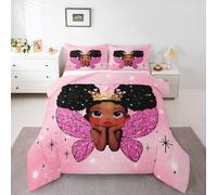 Homemissing Carina ragazza nera Set Piumini 135x200cm morbido, principessa tema fata ali Letto Trapuntato africano americano microfibra magica camera da letto decorazione