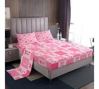 Homemissing Carino arco rosa Lenzuolo lettera iniziale G Set Lenzuola 90x190cm per ragazzi ragazze Kawaii Bowknot Plaid Monogrammed Camera da letto Decor 3 pezzi Griglia