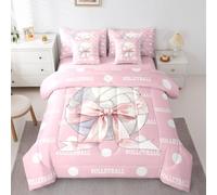 Homemissing Castello Piumino Letto con lenzuola 7 pezzi 230x220cm Cute Bowknot con Piumino per ragazzi ragazze principessa castello Letto Trapuntato casa da sogno camera da letto decorazione