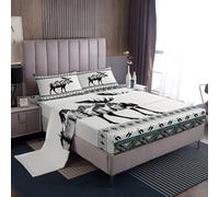 Homemissing Cervo Lenzuolo Caccia alla fauna selvatica sud-ovest nativo Set Lenzuola 150x200cm 4 pezzi della camera della fattoria leggera morbida traspirante