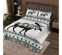 Homemissing Cervo Trapuntato Caccia alla fauna selvatica Copriletto Trapuntato sud-ovest nativo Copriletto 170x230cm 2 pezzi della camera della fattoria leggera morbida traspirante
