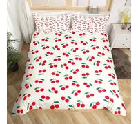 Homemissing Cherry Copripiumone Morbido Cute Cherry Fruit Set Copripiumino 200x200cm per bambini ragazzi ragazze decorazione estate frutta microfibra Kawaii biancheria da letto