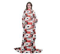 Homemissing Coperta in pile con maniche per donne con corna di cervo caccia super morbida coperta con braccio 127 x 127 cm rustico capanna country plaid indossabile coperta calda accogliente pelosa