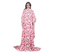 Homemissing Coperta indossabile per bambini rosa fragola, calda e accogliente, 127 x 127 cm, coperta in pile con maniche per donne, Kawaii carina super morbida coperta con maniche con braccio frutta