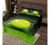 Homemissing Coperta trapuntata per bambini con palla da tennis trapuntata, per ragazzi, ragazze, donne, uomini, tennis, sport, set da letto, atleta e competitivo, set da letto singolo
