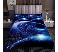 Homemissing Copriletto 3D galassia universo, spazio, cielo stellato, nebulosa, set copripiumino per bambini e adulti, 2 pezzi, per letto singolo