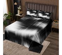 Homemissing Copriletto geometrico sfocato Set Copriletto trapuntato arte astratta per bambini Ragazzi Ragazze Moderno Lusso Nero Bianco Trapuntato Copriletto Matrimoniale