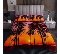 Homemissing, copriletto trapuntato con tramonto e palma, per bambini, adolescenti, palme sull'oceano, spiaggia, isola tropicale hawaiana, 2 pezzi singolo