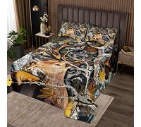 Homemissing Copriletto trapuntato per cervi, per bambini, ragazzi, ragazze, rami di albero botanico, corna, fauna selvatica, foglie di ginkgo, copriletto king size