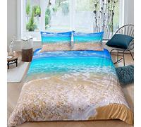 Homemissing Copripiumino da Spiaggia Ocean Set Biancheria da Letto per Bambini Ragazzi Ragazze Copripiumino Mare Copriletto Hawaiano da Spiaggia 3 Pezzi Misura Matrimoniale