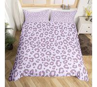 Homemissing Copripiumone Morbido leopardo stampa ragazza modello leopardo stampa Set Copripiumino 135x200cm polvere viola pelliccia di ghepardo Copripiumini pelle animale della camera da letto