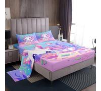 Homemissing Cute Axolotl Lenzuolo Cartoon Salamander per i migliori regali Axolotl Set Lenzuola 150x200cm Kawaii Ocean Sealife Rettile Animal Respirable Soft Lightweight