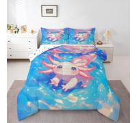 Homemissing Cute Axolotl Letto Trapuntato Cartoon Salamandra Piumino 4 Stagioni Per Ragazzi Ragazze Kawaii Ocean Sealife Set Piumini 200x200cm 3pcs Room Decor Traspirante Morbido Leggero