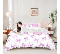 Homemissing Cute Viola Arco Copripiumone Morbido Ragazze Monogrammato Set Copripiumino 260x220cm Traspirante Personalizzato Iniziale M Copripiumini 3pcs Coquette Bowknot Camera Da Letto Decorazione