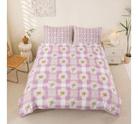Homemissing Daisy Copripiumone Morbido Fiore Floreale Set Copripiumino 135x200cm Per Ragazzi Ragazze Rosa Placca Reversibile Patchwork Copripiumini Camera Da Letto Decorazione 2pcs