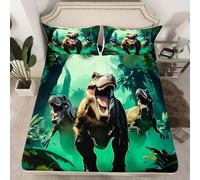 Homemissing Dinosauro Lenzuolo 3D Dino Stampa giungla Dino Set Lenzuola 135x200cm 4 pezzi Wild Animal Room Decor leggera morbida traspirante marrone verde
