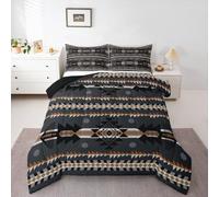Homemissing Disegno nativo americano sud-ovest Letto Trapuntato azteco occidentale Set Piumini 135x200cm Navajo tradizionale sud-ovest decorazione della camera da letto geometrica