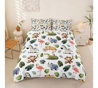 Homemissing Funny Jungle Theme Copripiumone Morbido Zoo Animals Copripiumini Per Ragazzi Ragazze Cartoon Animal Set Copripiumino 260x220cm 3pcs Room Decor