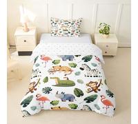 Homemissing Funny Jungle Theme Copripiumone Morbido Zoo Animals Copripiumini Per Ragazzi Ragazze Cartoon Animal Set Copripiumino 135x200cm 2pcs Room Decor