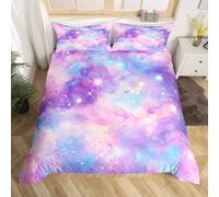 Homemissing Galaxy Duvet Cover 200x200cm Outer Space Set Copripiumino Universe Cloud Galaxy Glitter Star Print 3d Printed Space Set Coperteletto Per Trapuntina Per DecorPink Copriletto Zipper Closure