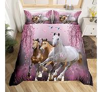 Homemissing Galloping Cavallo Copripiumini Botanica Floral Fiore Set Copripiumino 135x200cm Cute Animale Farm Muccaboy Copripiumone