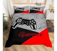 Homemissing Gamer Boy e Youth Game Copripiumone Morbido Video Game Controller Gioco Copripiumini per bambini Nero Red Grey Boy e Youth Camera da letto Decorazione Set Copripiumino 200x200cm