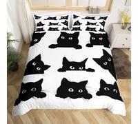 Homemissing Gatto Nero Gatto Carino Pet Copripiumini Gatto Kawaii Pet Copripiumone Morbido, Super Soft Set Copripiumino 200x200cm