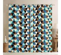 Homemissing Geometrica Tenda Oscurante Termica da Interno,168L x 183cm | Mid Century & Boho per Camera da Letto, Porta Arte astratta per Soggiorno, con Anelli Blu & nero Privacy, Anti-UV, Blackout