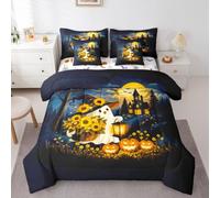 Homemissing Ghost Pumpkin Trapunta 7 pezzi 200x200cm | gotico Castello in Microfibra Halloween per bambini, adolescenti e adulti Arredamento camera da letto
