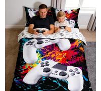 Homemissing Giochi Copripiumino Ragazzi Acquerello Gamepad Set Bambini Video Game Biancheria Da Letto e Lino Gamer Controller 3 Pz King Size