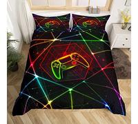 Homemissing Gioco per ragazzi, gioco per bambini Copripiumini, controller di gioco a geometria triangolare, con federa 65x65cm Set Copripiumino 135x200cm