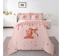Homemissing Glitter Bow Set Piumini 200x200cm Cute Coquette Bowknot Letto Trapuntato Personalizzato Iniziale Y Piumino 4 Stagioni Girly Bow Camera da letto Decor Cute Dreamy Princess Style
