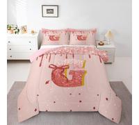 Homemissing Glitter Bow Set Piumini 200x200cm Cute Coquette Bowknot Letto Trapuntato Personalizzato Iniziale G Piumino 4 Stagioni Girly Bow Camera da letto Decor Cute Dreamy Princess Style