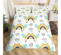 Homemissing Grazioso Set di Biancheria da Letto con Api Arcobaleno per Bambini, Ragazzi e Ragazze, Kawaii Nuvoletta Arcobaleno, Copripiumino per Camera da Letto Moderno