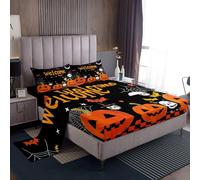Homemissing Halloween Lenzuolo zucca lanterna per ragazzi ragazze spider web Set Lenzuola 90x190cm 3 pezzi Gothic Room Decor traspirante morbida microfibra leggera