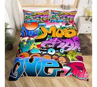 Homemissing Hippie Graffiti Stile Copripiumini Hip Hop Decorazione Copripiumone per Graffiti Graphic Street Culture Grunge Art Set Copripiumino 135x200cm