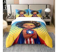 Homemissing Juneteenth - Set copripiumino per bambini, in cotone, per letto king size, motivo: ragazza afroamericana, per ragazzi e ragazze, decorazione per la camera da letto, set copripiumino per