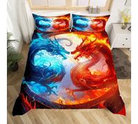 Homemissing Kids Dragon Set Copripiumino 200x200cm Ancient Wildlife Fire And Ice Set Coperteletto Per Trapuntina For Boys Girls Magical Fairy Duvet Cover Copriletto DecorQuilt CoverNo Stuffing