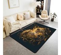 Homemissing Leone Coppia Tappeti per Cucina 100x150cm | Golden Glitter Decor per cucina e camera da letto Animalie 3Di selvatici Tappeto da Interno Soft Polyester