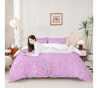 Homemissing Leopardo Copripiumone Morbido ragazzi ragazze ghepardo Set Copripiumino 230x220cm traspirante morbido luce viola animale stampa camera da letto decorazione