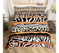 Homemissing Leopardo Copripiumone Morbido ragazzi ragazze Zebra nera Set Copripiumino 200x200cm traspirante morbido ghepardo Zebra strisce 3Pcs Safari pelliccia stampa camera da letto decorazione