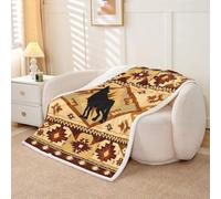 Homemissing Lupo rustico occidentale Coperta 75x100cm Agriturismo Coperta Morbida per ragazzi ragazze Boho Cabina rustica Coperte Decorazione della stanza morbida traspirante