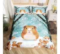 Homemissing Meerschweinchen Copripiumini 120x150cm Schneeflocken Wilde Tiere Bedding Set Gefallene Blätter Niedliche Tiere Betten Set Cartoon 3d Tier Drucke Kinder Mädchen Jungen