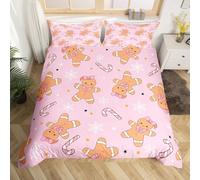 Homemissing Merry Christmas Set Copripiumino 120x150cm Cartoon Gingerbread Man For Kids Teens Adults Candy Xmas Snowflake Happy New Year Duvet Cover With 1 Pillow Case Soft 2pcsSenza Trapuntina