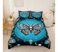 Homemissing Morte Moth Copripiumone Morbido Bohemian Gotico Copripiumini Per Ragazzi Ragazze Boho Esotico Set Copripiumino 200x200cm 3pcs Decorazione Camera