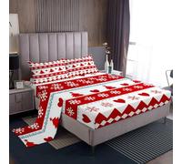 Homemissing Natale Lenzuolo Albero di Natale Set Lenzuola 90x190cm per ragazzi ragazze fiocco di neve cuore geometria camera da letto decorazione 3 pezzi