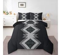 Homemissing Nero grigio azteco Set Piumini 200x200cm morbido per ragazzi ragazze, decorazione occidentale Letto Trapuntato Boho stile microfibra decorazione camera da letto boema