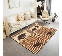 Homemissing nero Orso Tappeto Camera da Letto 100x150cm | Animalii selvatici Moderno Lavabile Rettangolare occidentale rustico Tappeto da Interno Patchwork Soft Non-slip Polyester